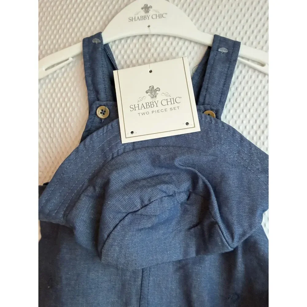 Shabby Chic 2Pc Shortalls Set Blue 6/9